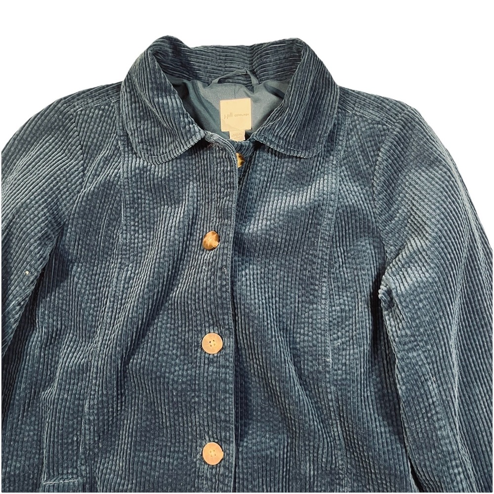 J. Jill Corduroy Barn Jacket Blue Wide Wale 100% Cotton Women's Petite Small